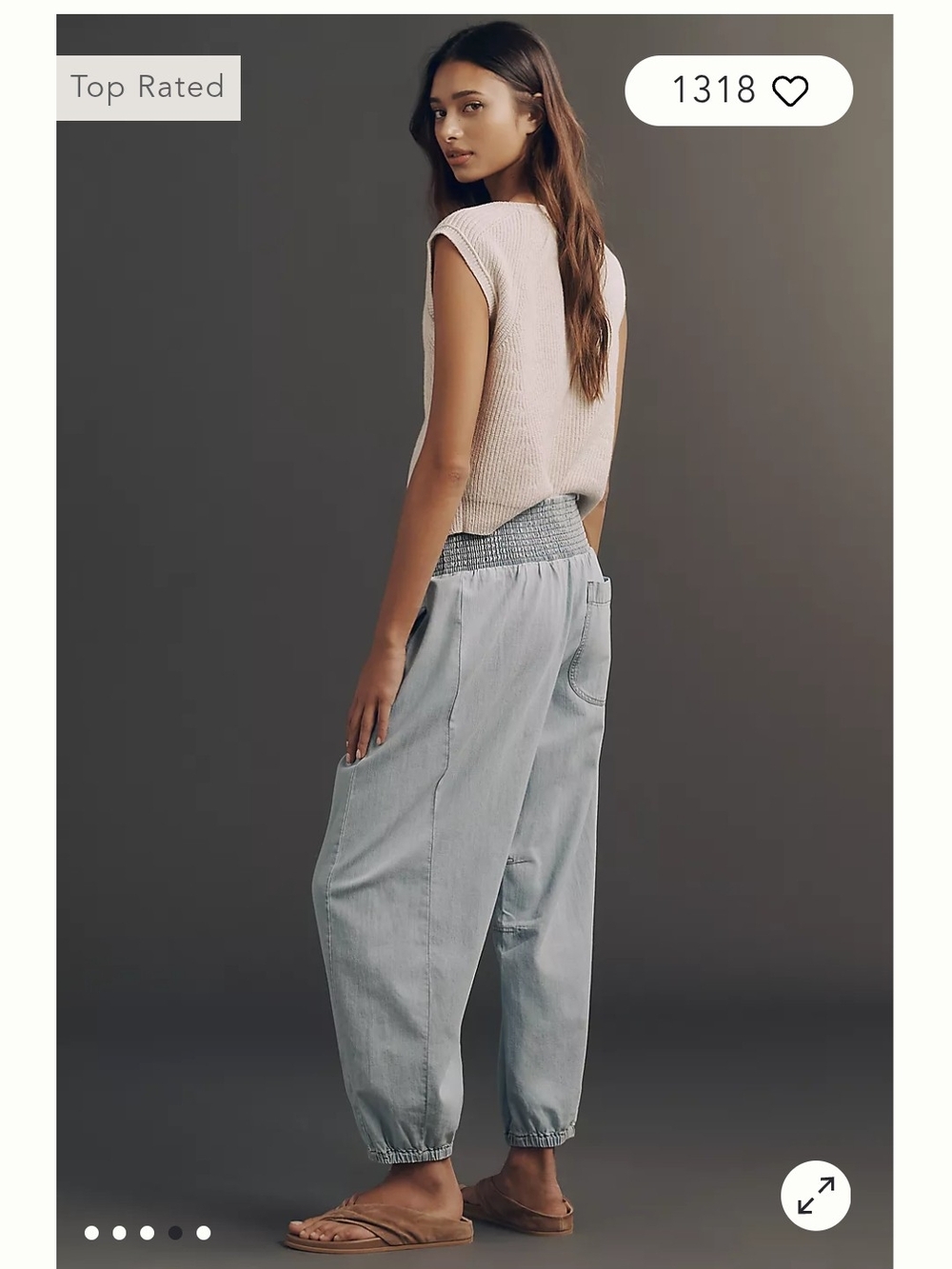 Anthropologie Pilcro Reese Smocked Pull-On Joggers XS NWT - Picture 4 of 11